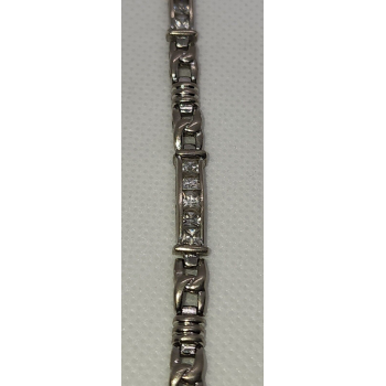 925 STERLING SILVER WHITE QUARTZ BRACELET SIZE 7.25 IN