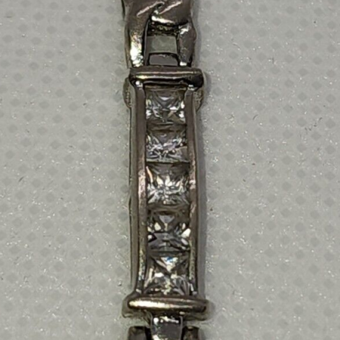 925 Sterling Silver White Quartz Bracelet Size 7.25 IN