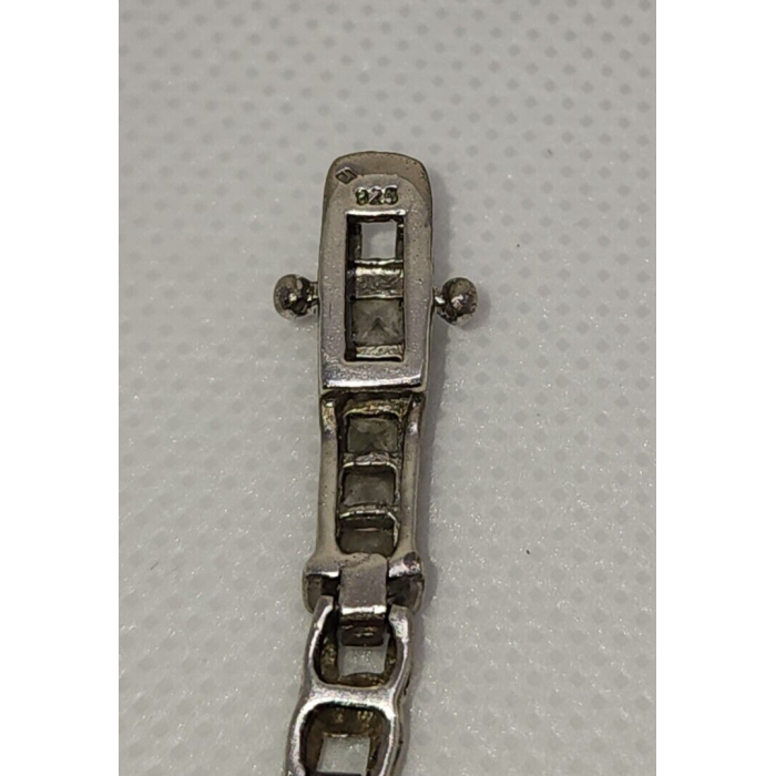 925 STERLING SILVER WHITE QUARTZ BRACELET SIZE 7.25 IN