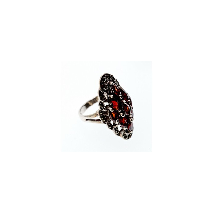 Vintage 925 Sterling Silver Garnet & Marcasites Ring Size 6.5