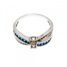 925 Sterling Silver Blue & White Spinel Ring Size 9.5