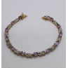 925 STERLING SILVER  VERMEIL MORGANITE AND DIAMONDS BRACELET SIZE 7.25 IN