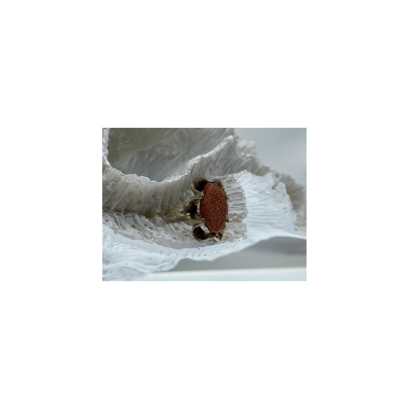 Vintage 925 Sterling Silver Aventurine Ring Size 6