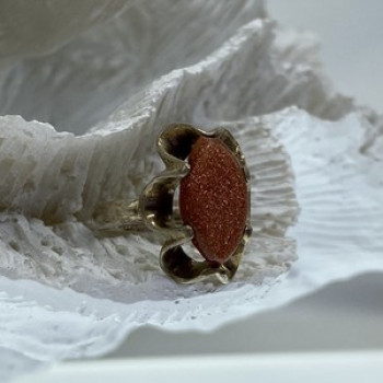Vintage 925 Sterling Silver Aventurine Ring Size 6