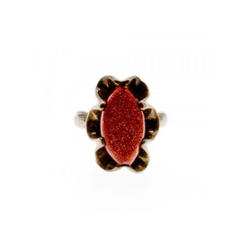 Vintage 925 Sterling Silver Aventurine Ring Size 6