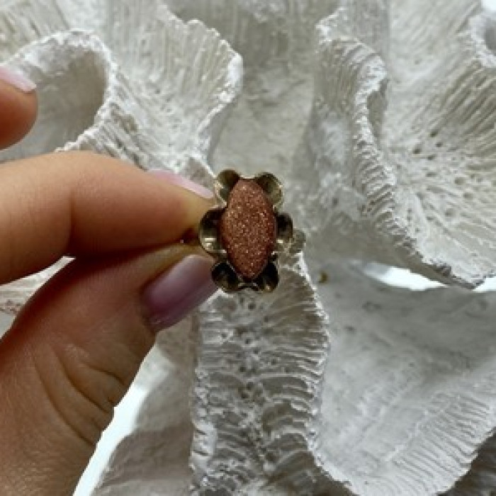 Vintage 925 Sterling Silver Aventurine Ring Size 6