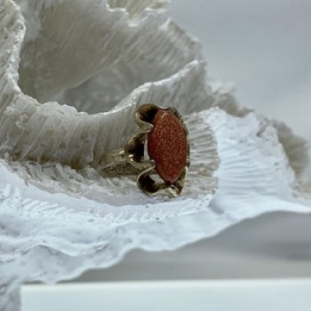 Vintage 925 Sterling Silver Aventurine Ring Size 6