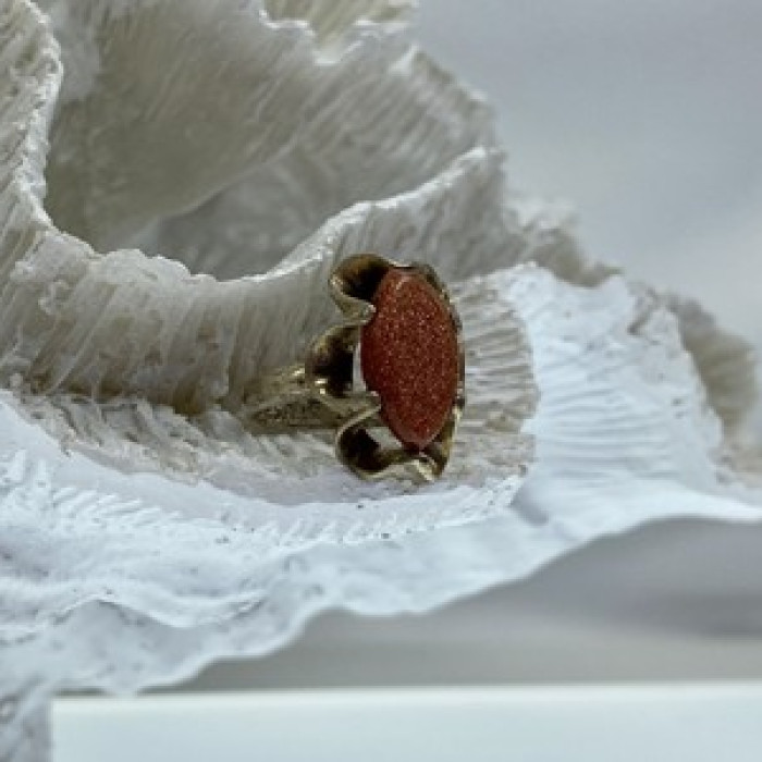 Vintage 925 Sterling Silver Aventurine Ring Size 6