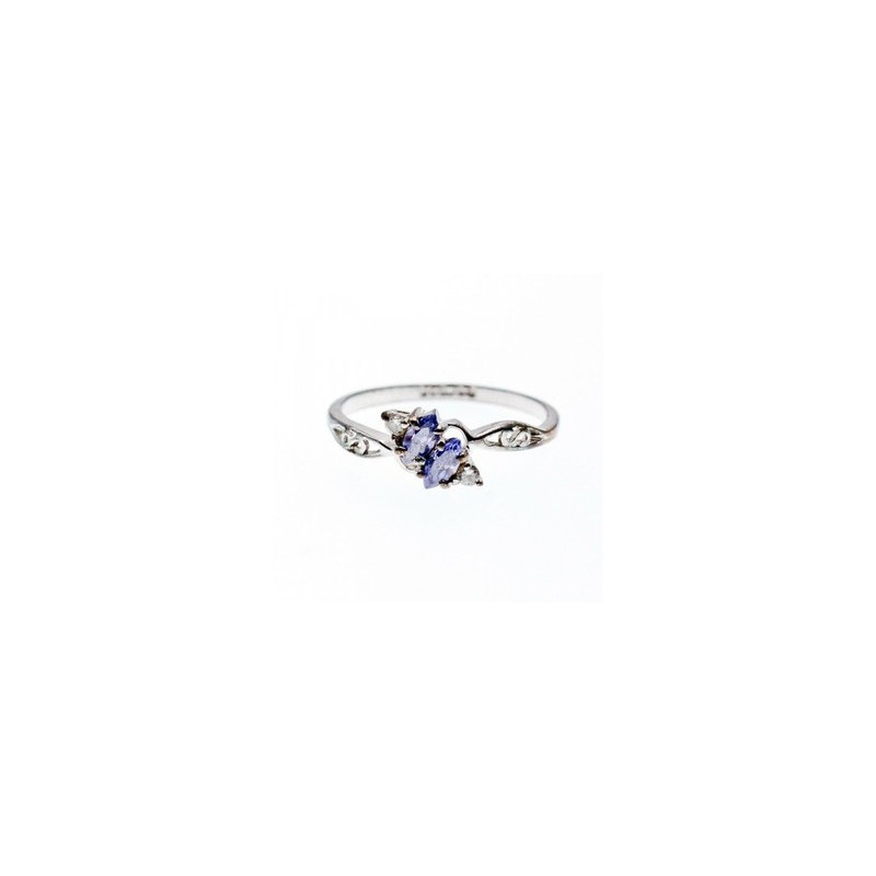 925 Sterling Silver Tanzanite & CZ Ring Size 8