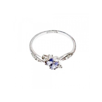 925 Sterling Silver Tanzanite & CZ Ring Size 8