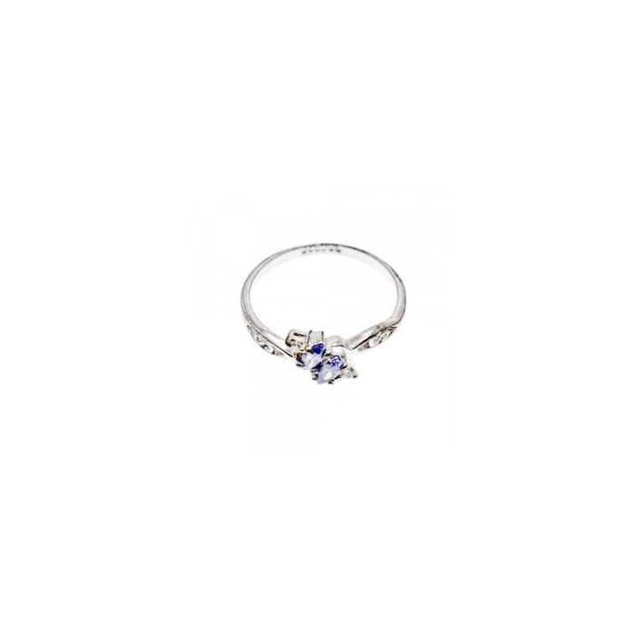 925 Sterling Silver Tanzanite & CZ Ring Size 8