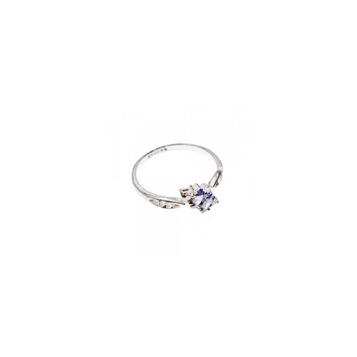 925 Sterling Silver Tanzanite & CZ Ring Size 8