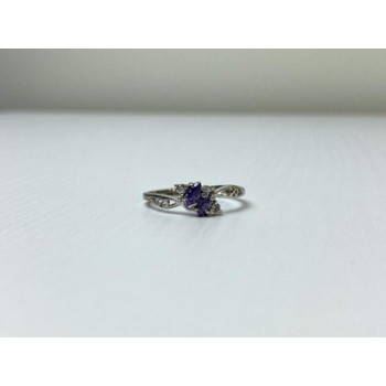 925 Sterling Silver Tanzanite & CZ Ring Size 8