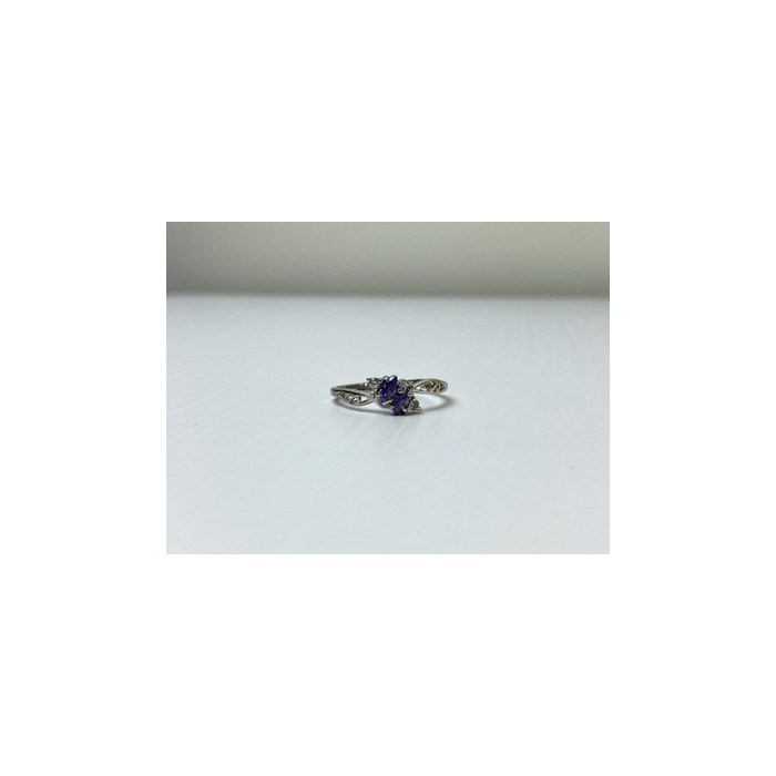925 Sterling Silver Tanzanite & CZ Ring Size 8