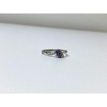 925 Sterling Silver Tanzanite & CZ Ring Size 8