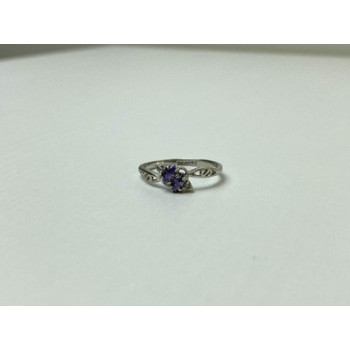 925 Sterling Silver Tanzanite & CZ Ring Size 8