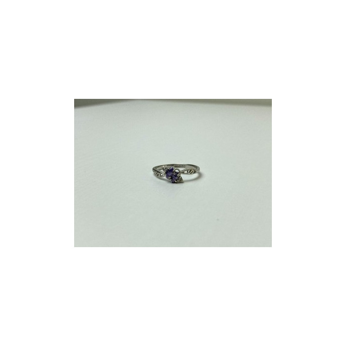 925 Sterling Silver Tanzanite & CZ Ring Size 8