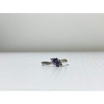 925 Sterling Silver Tanzanite & CZ Ring Size 8