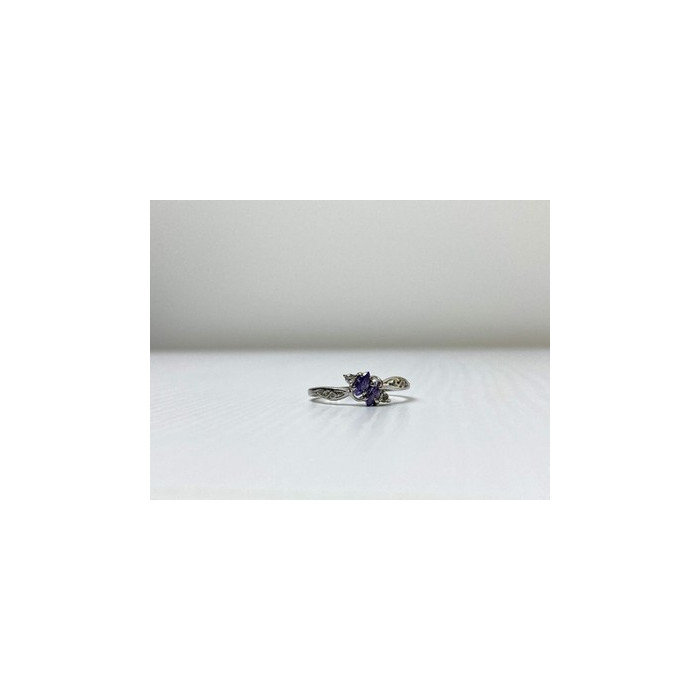 925 Sterling Silver Tanzanite & CZ Ring Size 8