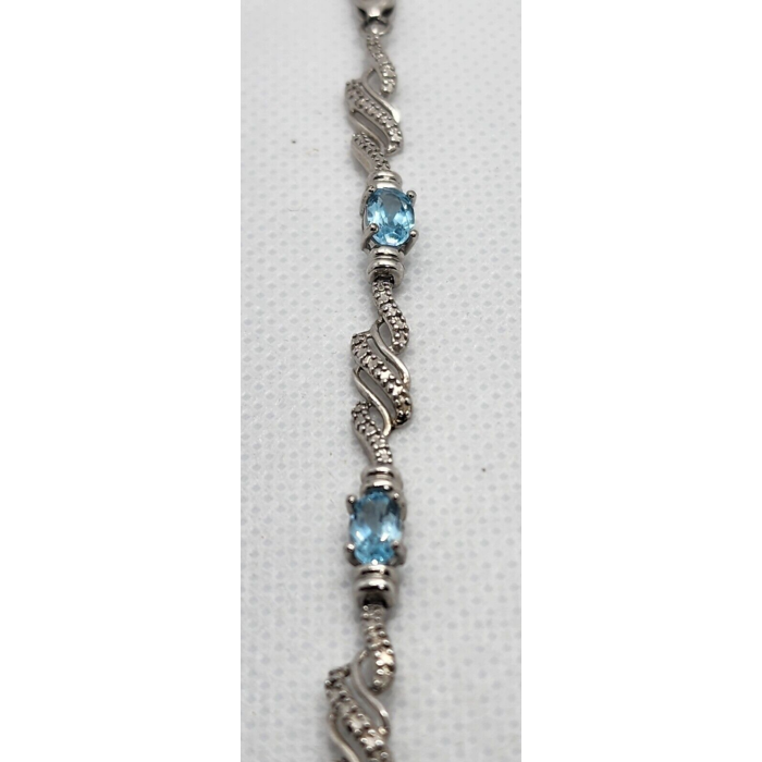 925 STERLING SILVER BLUE SAPPHIRES BRACELET SIZE 7.25 IN