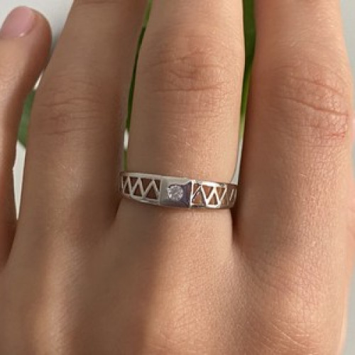 925 Sterling Silver CZ Band Ring Size 8