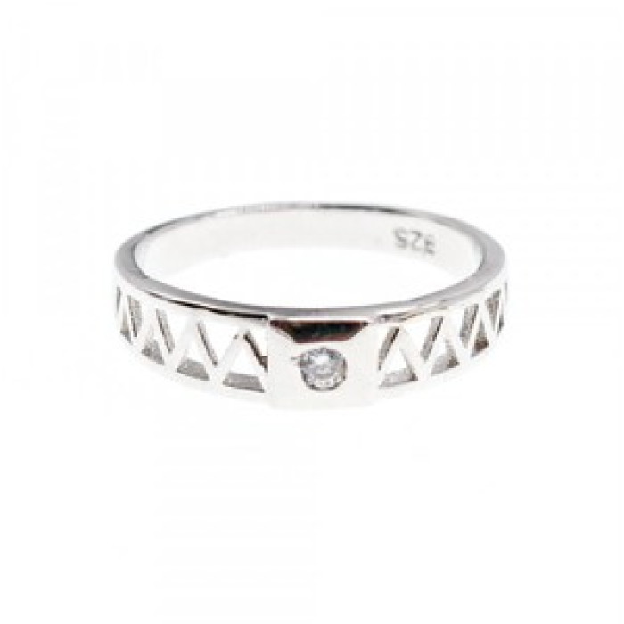 925 Sterling Silver CZ Band Ring Size 8