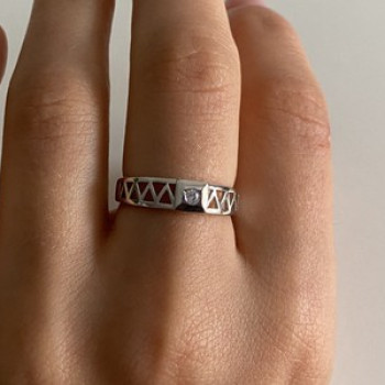 925 Sterling Silver CZ Band Ring Size 8