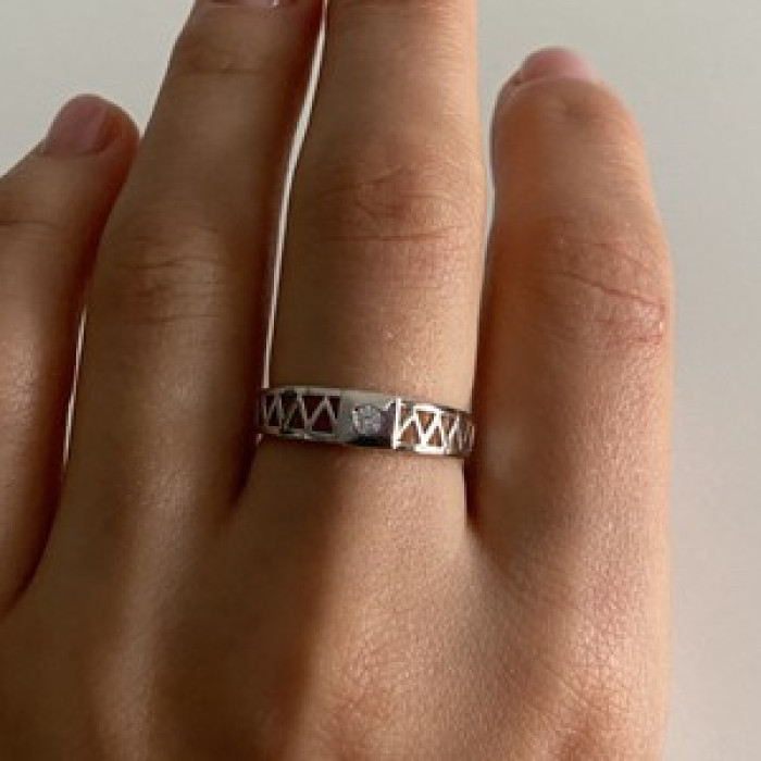 925 Sterling Silver CZ Band Ring Size 8