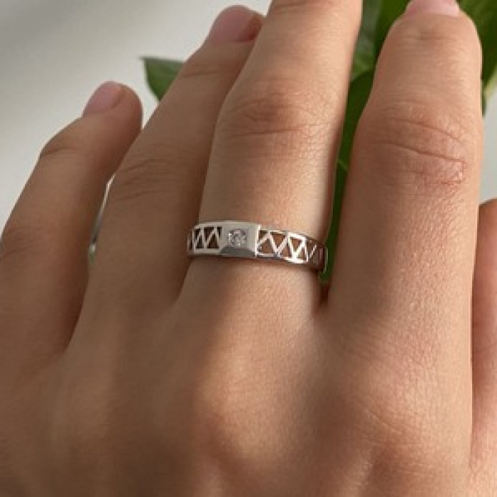 925 Sterling Silver CZ Band Ring Size 8
