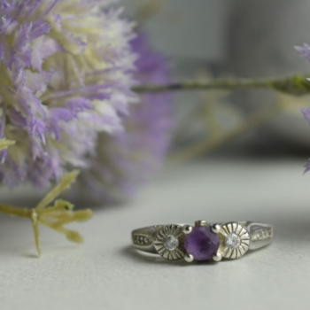 Avon 925 Sterling Silver Tourmaline & CZ Ring Size 9