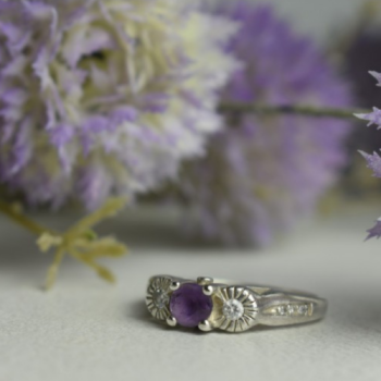 Avon 925 Sterling Silver Tourmaline & CZ Ring Size 9