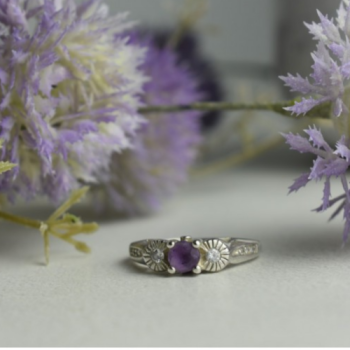 Avon 925 Sterling Silver Tourmaline & CZ Ring Size 9