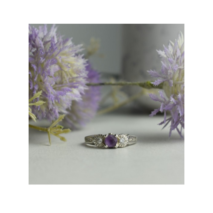 Avon 925 Sterling Silver Tourmaline & CZ Ring Size 9