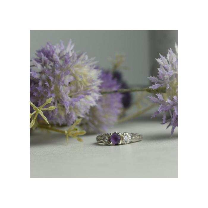 Avon 925 Sterling Silver Tourmaline & CZ Ring Size 9