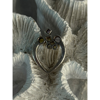 925 Sterling Silver Multicolor Spinel Heart Pendant Length 1 Inch