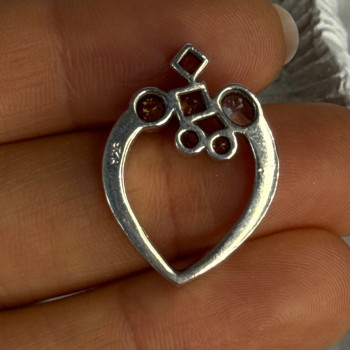 925 Sterling Silver Multicolor Spinel Heart Pendant Length 1 Inch
