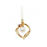 14 K YELLOW GOLD PEARL & DIAMONDS CHAIN WITH PENDANT