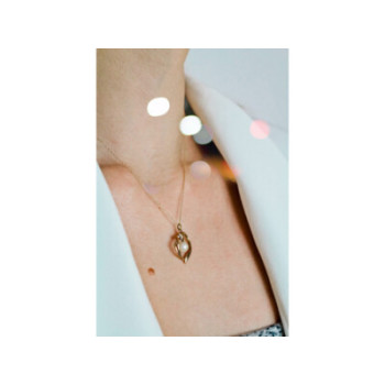 14 K YELLOW GOLD PEARL & DIAMONDS CHAIN WITH PENDANT