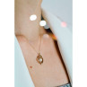 14 K Yellow Gold Pearl & Diamonds Chain With Pendant