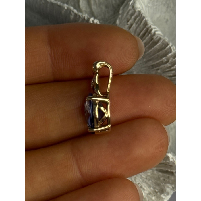 925 Sterling Silver Gold Plated Tanzanite Pendant Length 0.80 Inch