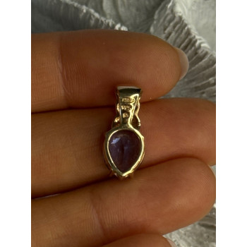 925 Sterling Silver Gold Plated Tanzanite Pendant Length 0.80 Inch