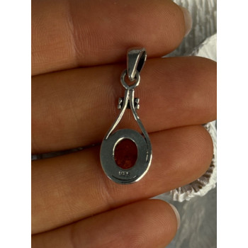 925 Sterling Silver Amber Pendant Length 1.20 Inch