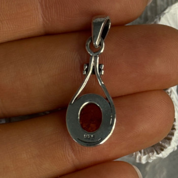 925 Sterling Silver Amber Pendant Length 1.20 Inch