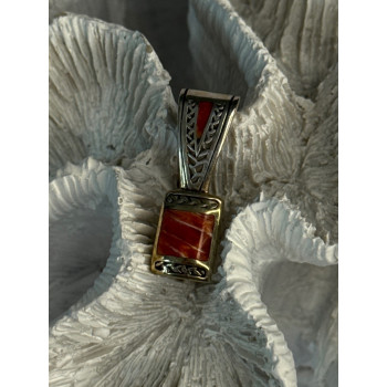 Vintage 925 Sterling Silver Carnelian Pendant Length 1.20 Inch