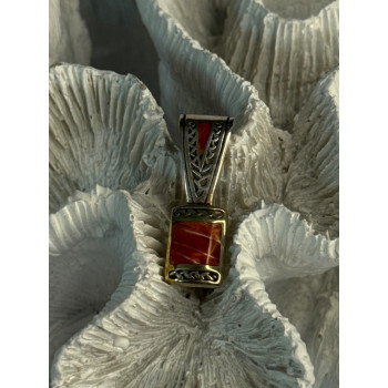 Vintage 925 Sterling Silver Carnelian Pendant Length 1.20 Inch