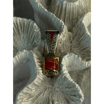 Vintage 925 Sterling Silver Carnelian Pendant Length 1.20 Inch