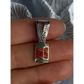 Vintage 925 Sterling Silver Carnelian Pendant Length 1.20 Inch