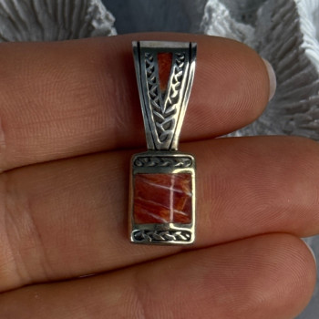 Vintage 925 Sterling Silver Carnelian Pendant Length 1.20 Inch