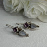 925 Sterling Silver Amethyst & Moonstone Earrings Length 1.30 Inch