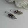 925 Sterling Silver Amethyst & Moonstone Earrings Length 1.30 Inch